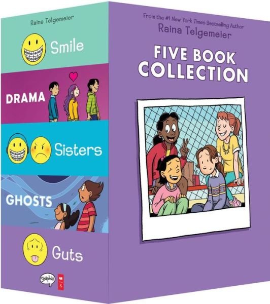 Raina Telgemeier Five Book Collection: Smile, Drama, Sisters, Ghosts, Guts - Raina Telgemeier - Bøger - Scholastic US - 9781338725124 - 2. marts 2023