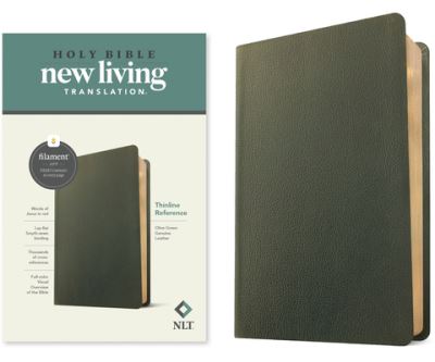 NLT Thinline Reference Bible, Filament Enabled Edition (Red Letter, Genuine Leather, Olive Green) - Tyndale - Książki - Tyndale House Publishers - 9781496474124 - 10 stycznia 2023