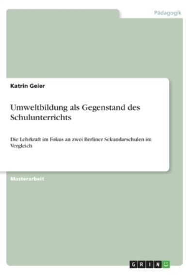 Cover for Geier · Umweltbildung als Gegenstand des (N/A)