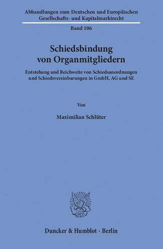 Cover for Schlüter · Schiedsbindung von Organmitgli (Book)