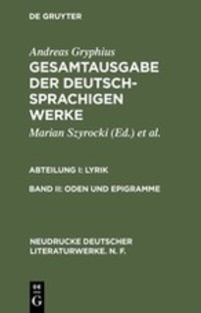 Cover for Gryphius · Gesamtausgabe.02 (Book) (1999)