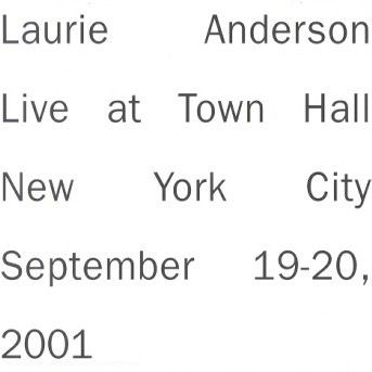 Live At Town Hall - Anderson Laurie - Música - Nonesuch - 0075597968125 - 21 de maio de 2002