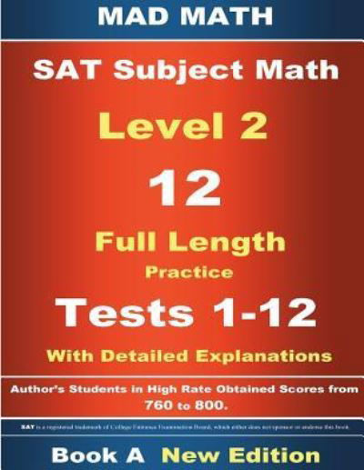 Cover for John Su · 2018 SAT Subject Level 2 Book a Tests 1-12 (Paperback Book) (2018)