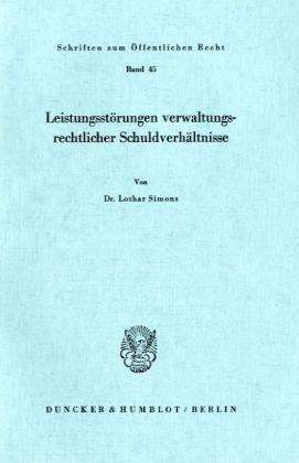 Cover for Simons · Leistungsstörungen verwaltungsre (Book) (1967)