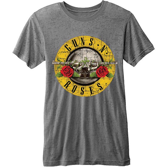 Cover for Guns N' Roses · Guns N Roses Classic Logo Mens Charcoal Burnout TS: Large (T-shirt) [size L]