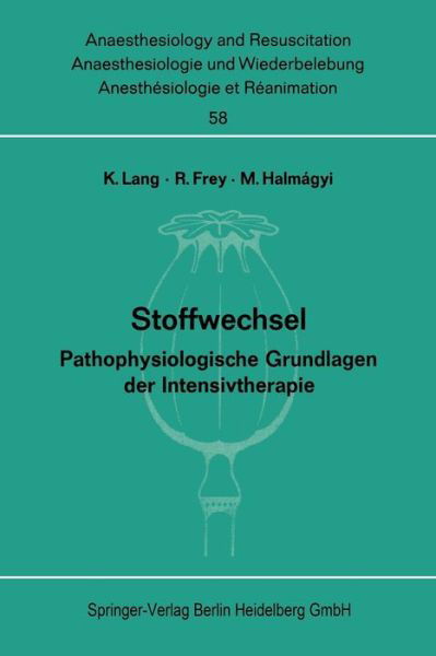 Cover for K Lang · Stoffwechsel- Pathophysiologische Grundlagen Der Intensivtherapie- Symposion- Papers and Discussions (Pocketbok) (1972)