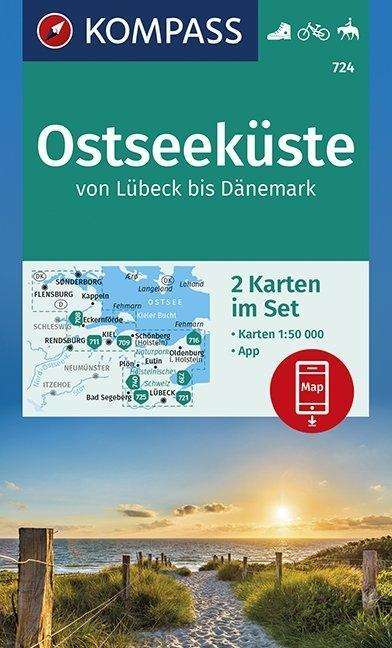 Ostseeküste von Lübeck bis Dänemark, Kompass Wander- und Fahrradkarte 724 - Mair-Dumont / Kompass - Bøger - Kompass - 9783990446126 - 1. april 2019