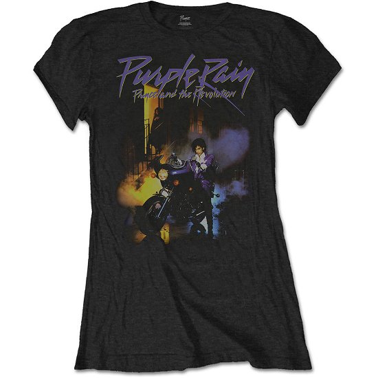 Prince · Prince Ladies T-Shirt: Purple Rain (T-shirt) [size L] [Black - Ladies edition]