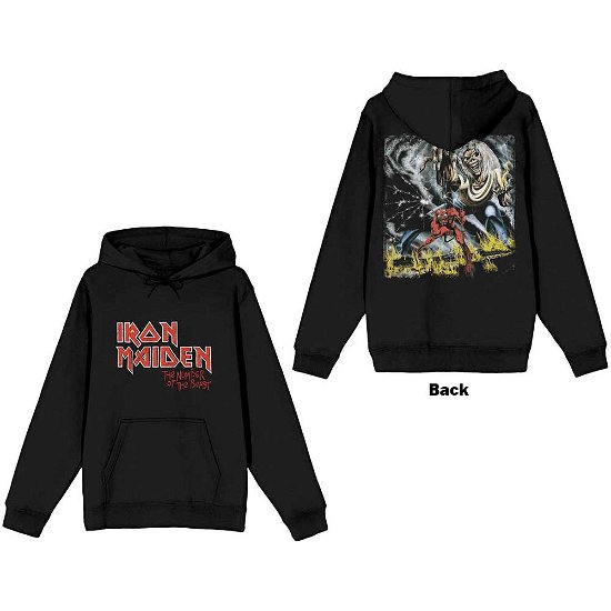 Iron Maiden Unisex Pullover Hoodie: Number Of The Beast Vintage Logo Faded Edge Album (Back Print) - Iron Maiden - Mercancía -  - 5056561024127 - 