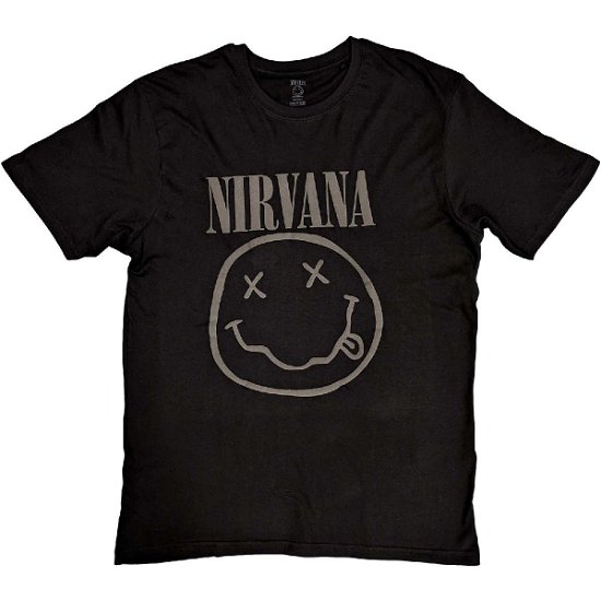 Nirvana Unisex Hi-Build T-Shirt: Black Happy Face - Nirvana - Produtos -  - 5056561066127 - 