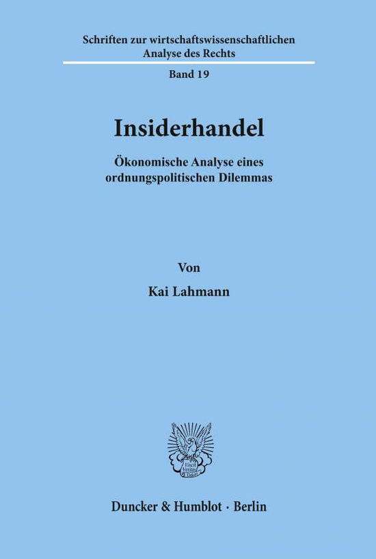 Cover for Lahmann · Insiderhandel. (Book) (1994)