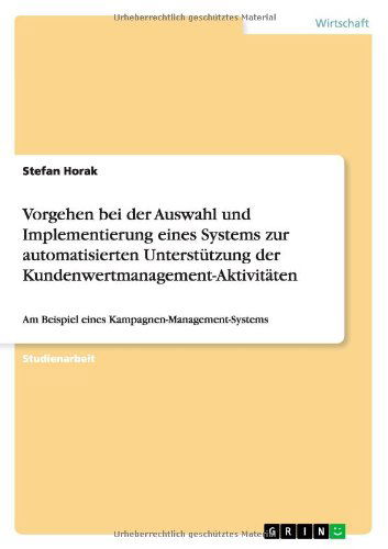 Cover for Horak · Vorgehen bei der Auswahl und Impl (Book) [German edition] (2013)