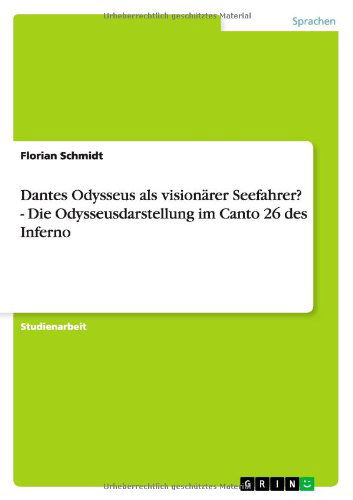 Cover for Schmidt · Dantes Odysseus als visionärer (Book) [German edition] (2011)
