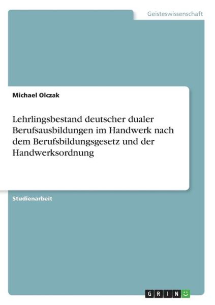 Cover for Olczak · Lehrlingsbestand deutscher duale (Book)