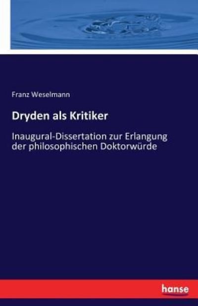 Cover for Weselmann · Dryden als Kritiker (Bog) (2016)