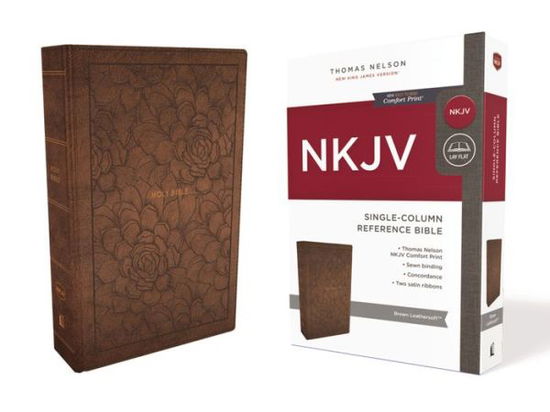 Cover for Thomas Thomas Nelson · NKJV, Single-Column Reference Bible, Imitation Leather, Brown, Red Letter Edition, Comfort Print (Book) (2018)