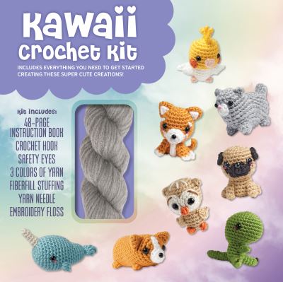 Cover for Katalin Galusz · Kawaii Crochet Kit: Includes Everything you Need to Get Started Creating These Super Cute Creations!–Kit Includes: 48-page Instruction Book, Crochet Hook, Safety Eyes, 3 Colors of Yarn, Fiberfill Stuffing, Yarn Needle, Embroidery Floss (Book) (2022)