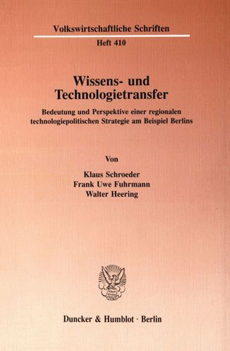 Cover for Schroeder · Wissens- und Technologietrans (Book) (1991)