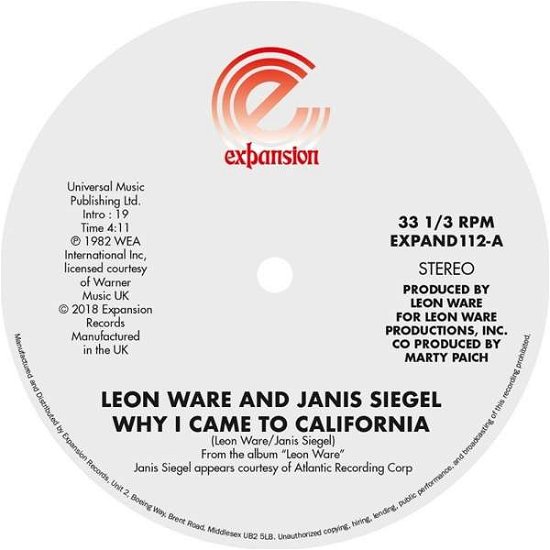 Cover for Leon Ware · Why I Came To California/ Can I Touch You There (LP) (2018)