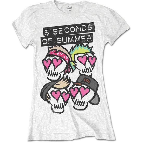 5 Seconds of Summer Ladies T-Shirt: Spray Skulls - 5 Seconds of Summer - Produtos - Bravado - 5055979914129 - 