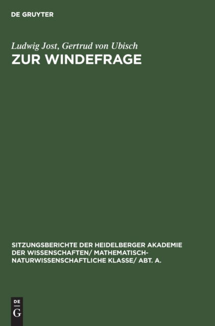 Cover for Ludwig Jost · Zur Windefrage (Book) (1926)