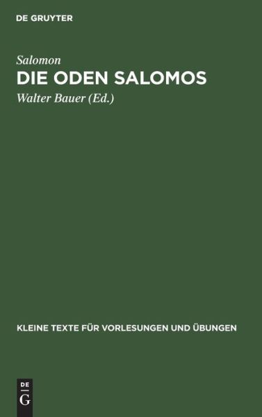 Cover for Salomon · Die Oden Salomos (Book) (1933)