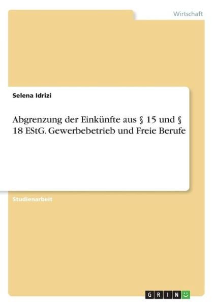 Cover for Idrizi · Abgrenzung der Einkünfte aus § 1 (Bog)