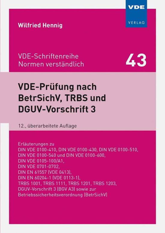 Cover for Hennig · VDE-Prüfung nach BetrSichV, TRBS (Book)