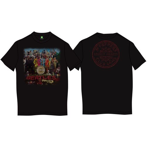 Cover for The Beatles · The Beatles Unisex T-Shirt: Vintage Sgt Pepper (Back Print) (T-shirt) [size L] [Black - Unisex edition]