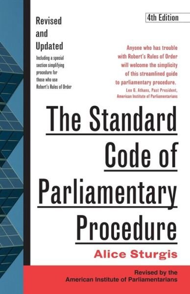 Cover for Alice Sturgis · The Standard Code of Parliamentary Procedure (Paperback Book) (2000)