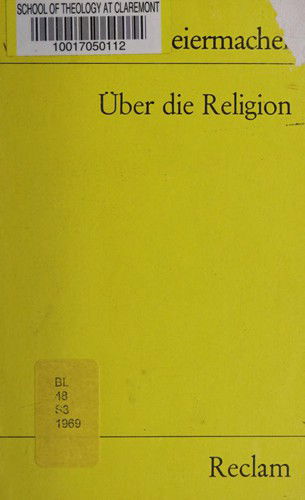 Cover for Friedrich Daniel Ernst Schleiermacher · Reclam UB 08313 Schleiermacher.Religion (Book)