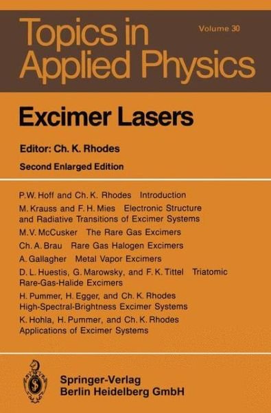 Cover for C K Rhodes · Excimer Lasers - Topics in Applied Physics (Paperback Book) [2nd, enlarged edition] (1984)