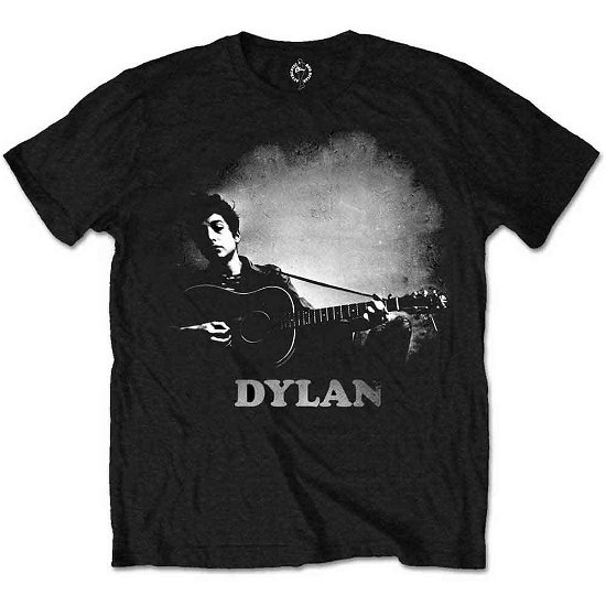 Bob Dylan Unisex T-Shirt: Guitar & Logo - Bob Dylan - Mercancía - ROFF - 5055295378131 - 7 de julio de 2016