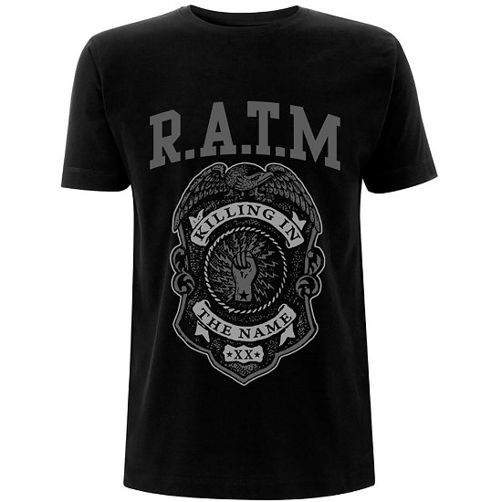 Cover for Rage Against The Machine · Rage Against The Machine Unisex T-Shirt: Grey Police Badge (T-shirt) [size M] [Black - Unisex edition]
