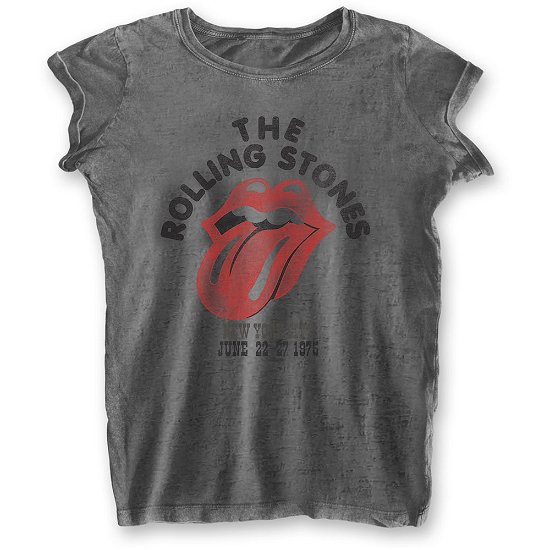 Cover for The Rolling Stones · The Rolling Stones Ladies T-Shirt: New York City 75 (Burnout) (T-shirt) [size S] [Grey - Ladies edition]