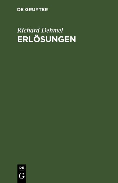 Cover for Richard Dehmel · Erlsungen (N/A) (1901)