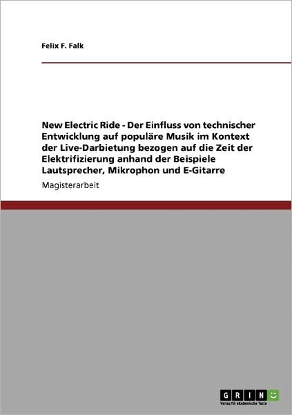 Cover for Falk · New Electric Ride. Welchen Einflus (Bog) [German edition] (2008)