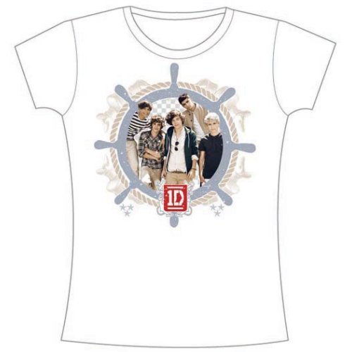 One Direction Ladies T-Shirt: Nautical (Skinny Fit) - One Direction - Produtos - Global - Apparel - 5055295342132 - 12 de julho de 2013