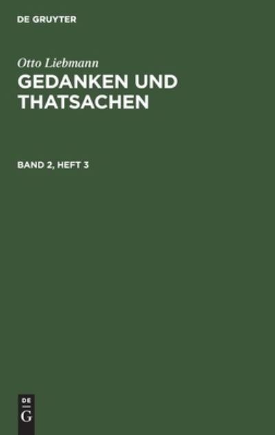 Cover for No Contributor · Gedanken und Thatsachen (Hardcover bog) (2021)