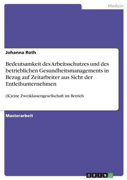 Cover for Roth · Bedeutsamkeit des Arbeitsschutzes (Book) (2017)