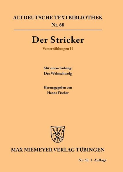 Cover for Stricker · Verserzahlungen II - Altdeutsche Textbibliothek (Paperback Book) (1967)