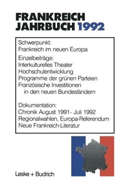 Cover for Deutsch-Franzoesisches Institut · Frankreich-Jahrbuch 1992: Politik, Wirtschaft, Gesellschaft, Geschichte, Kultur (Taschenbuch) [1992 edition] (2012)