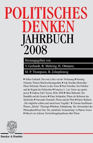 Cover for Volker Gerhardt · Politisches Denken. Jahrbuch 2008 (Book) (2008)