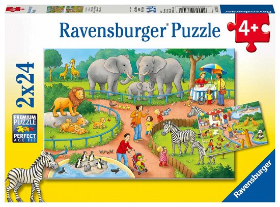 Puzzel 2x24 stukjes Een dag in de dierentuin - Ravensburger - Bücher - Ravensburger - 4005556078134 - 26. Februar 2019