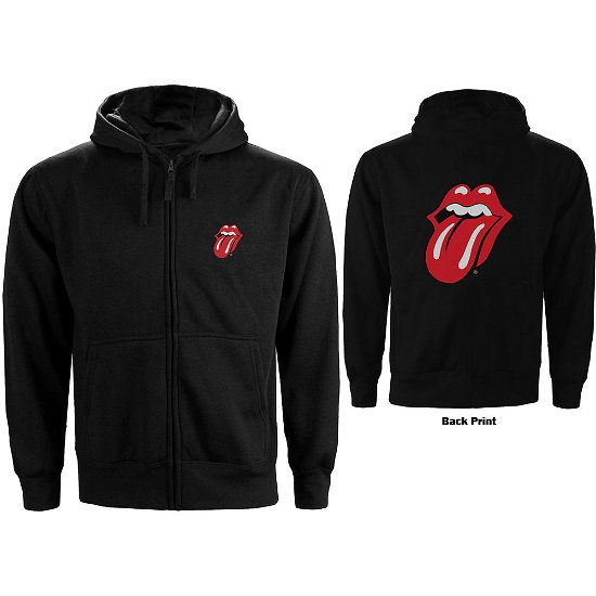 The Rolling Stones Unisex Zipped Hoodie: Classic Tongue (Back Print) - The Rolling Stones - Merchandise -  - 5056368607134 - 