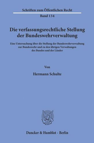 Cover for Schulte · Die verfassungsrechtliche Stell (Book) (1971)