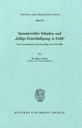 Cover for Lorenz · Immaterieller Schaden und &quot;billi (Book) (1981)