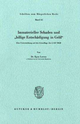 Immaterieller Schaden und "billi - Lorenz - Bücher -  - 9783428049134 - 18. Juni 1981