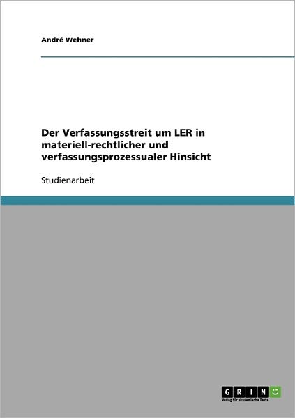 Cover for Wehner · Der Verfassungsstreit um LER in (Book)