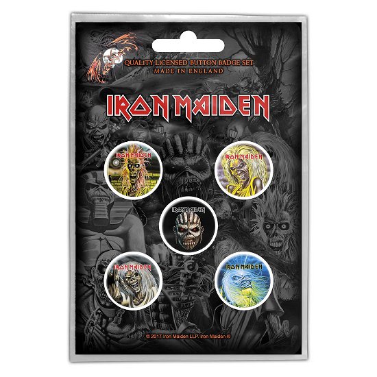 Iron Maiden Button Badge Pack: The Faces of Eddie - Iron Maiden - Produtos - Razamataz - 5055339780135 - 28 de outubro de 2019